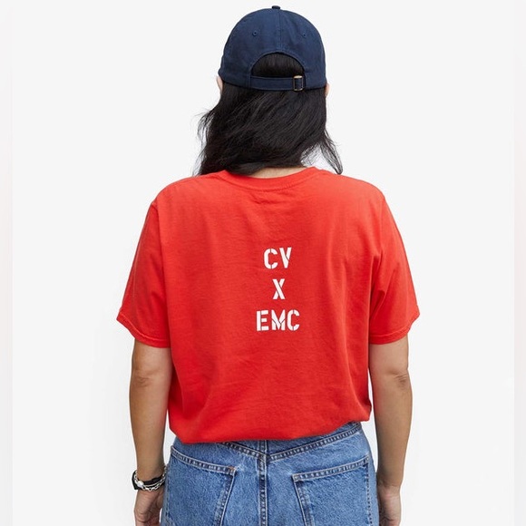 Clare V. x EMC Original Tee in Bright Poppy Red w/White graphic | Size XXL | EUC - Picture 10 of 11